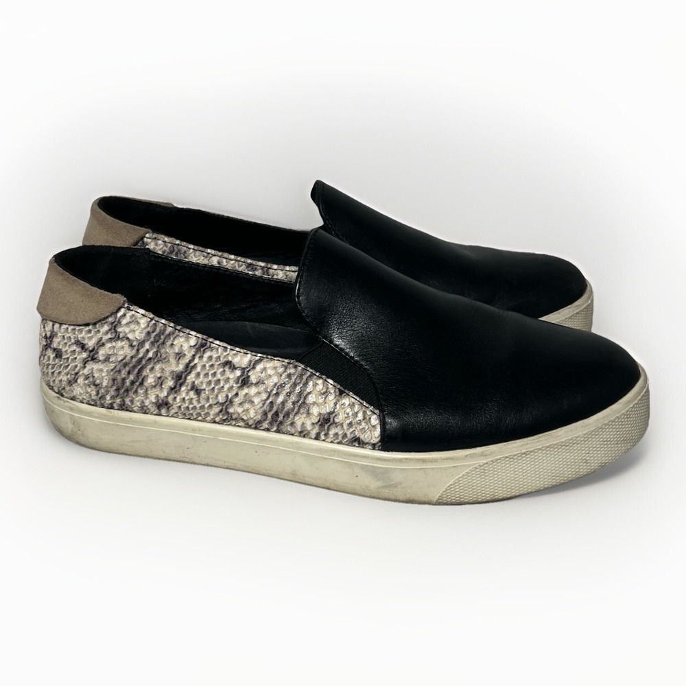 Cole Haan Grandpro W15434 Womens 8.5 B Black Leather & Snakeskin Slip-On Loafers
